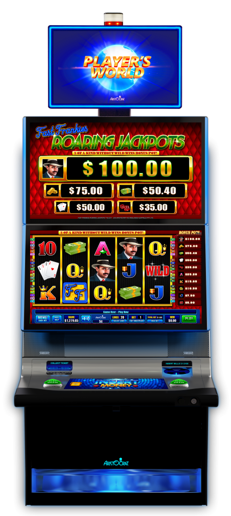 A slot machine with the price of money on it.