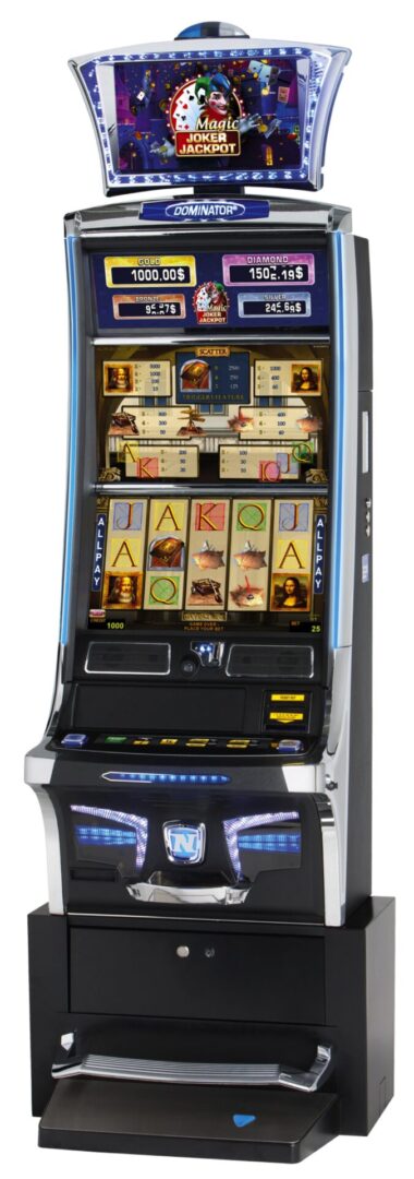 A slot machine with two different levels of playing.