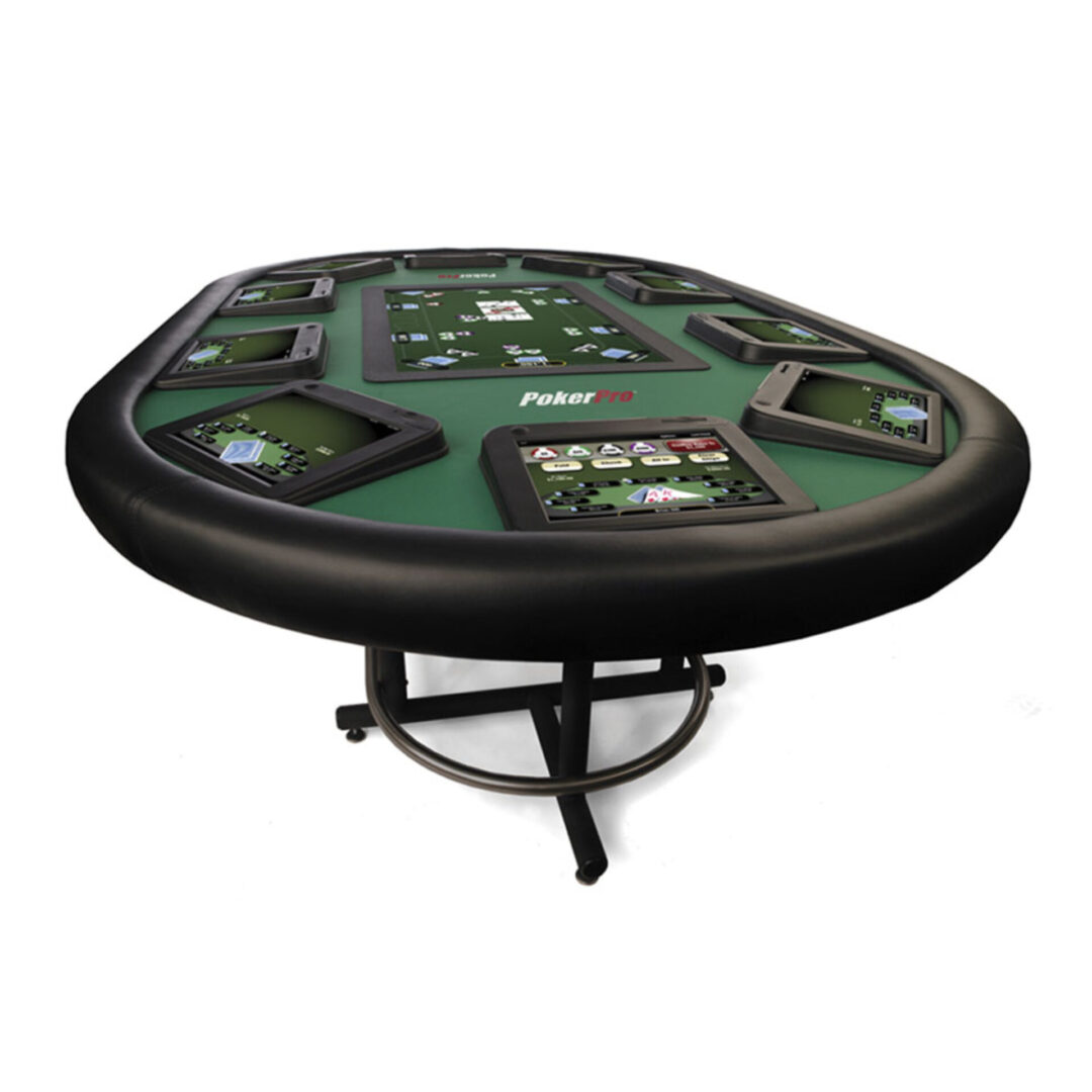 A table with a green top and black base.